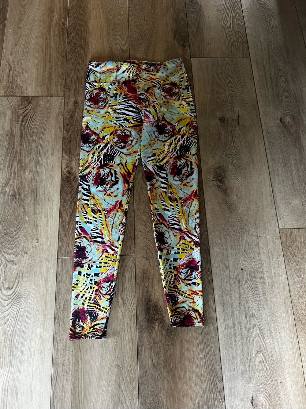 Onzie Floral & Abstract Print Leggings - Yellow, Burgundy, Aqua